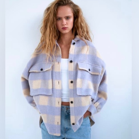 Zara Purple Plaid Overshirt - Picture 2 of 13